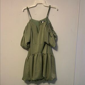 Fiesta Sage Green Dress with Puff Sleeves